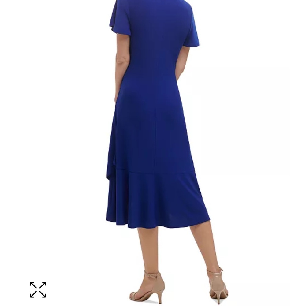 Kensie Women's Blue Faux Wrap Midi Dress size M NWT - Picture 3 of 15